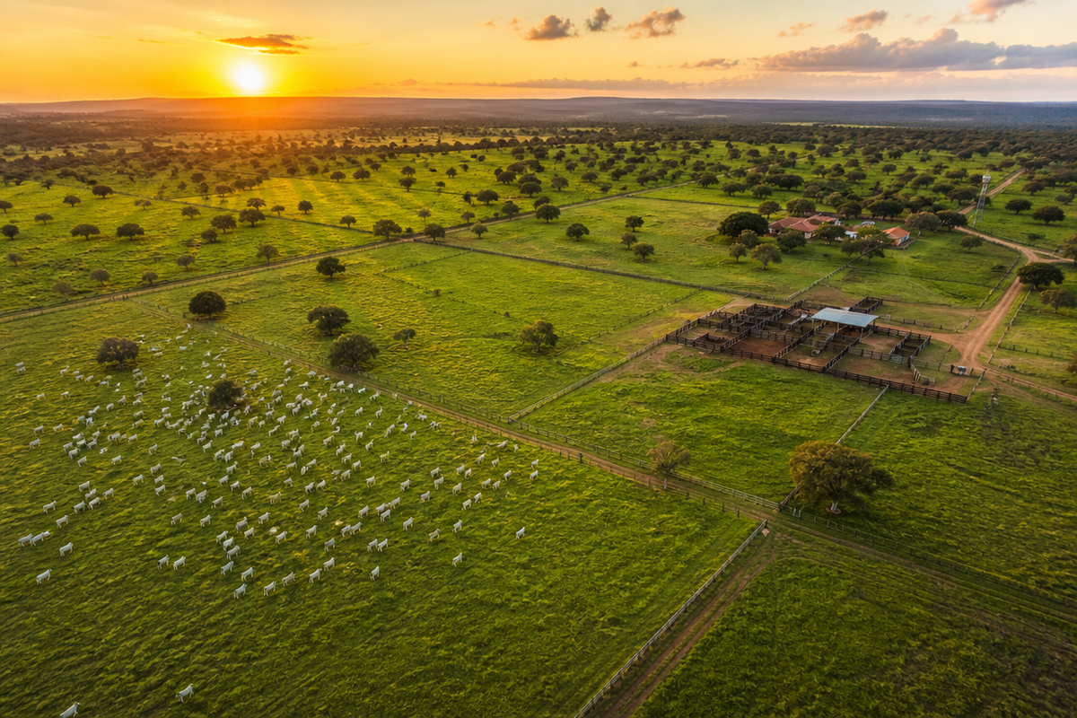 Vista aérea da Agropecuária Nelore Áquila